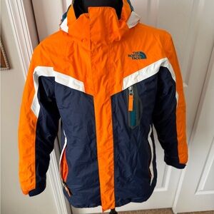 The North Face Kids' Vibrant Orange and Navy Raincoat